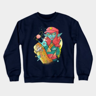 Skate Girl in Cosmic Universe Crewneck Sweatshirt